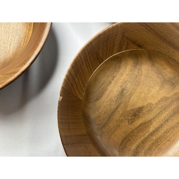 Authentic Solid Black Walnut Bowl Set Of 3 MCM Soft Beautiful Wood Bowls - Picture 2 of 6